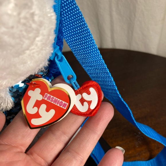 TY “Slush” Sequin Husky Plush Backpack NWT - Picture 3 of 4